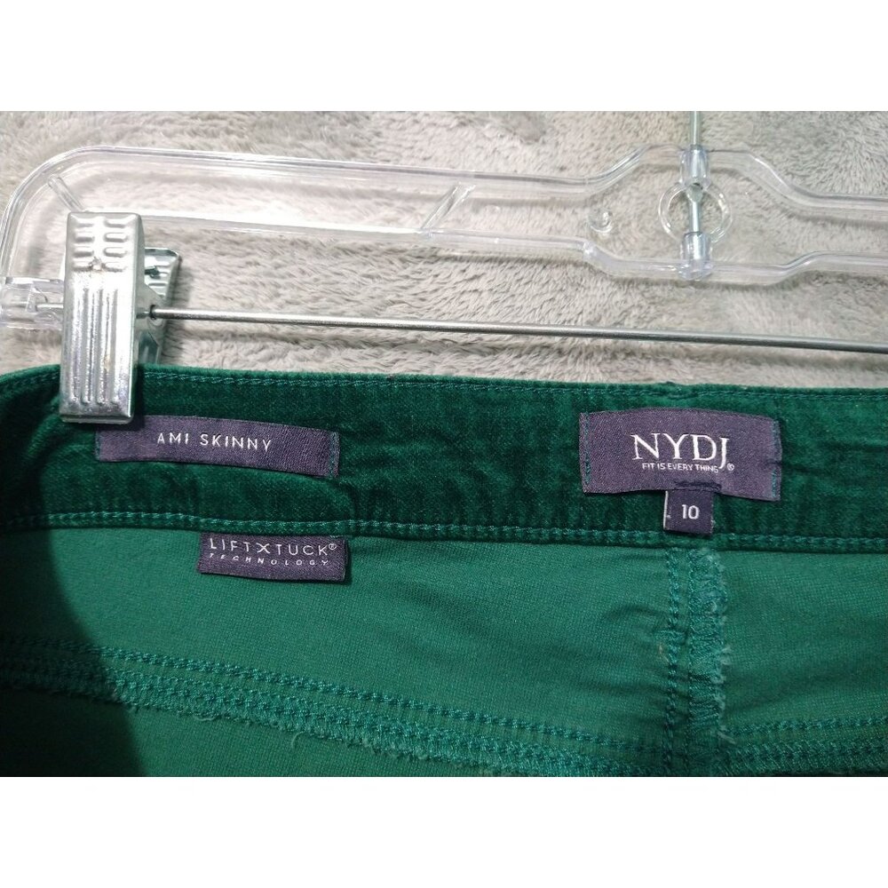 NYDJ Jeans Womens 10 Green Brushed Velvet Ami Skinny Lift Tuck Mid Rise Stretch - Picture 7 of 10